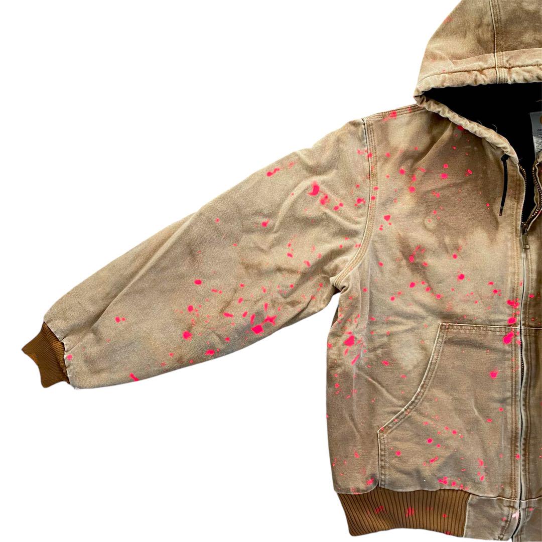 Carhartt　アクティブジャケット　Mexico製Lサイズ　ブラウン　ペンキ