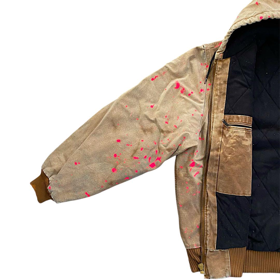 Carhartt　アクティブジャケット　Mexico製Lサイズ　ブラウン　ペンキ