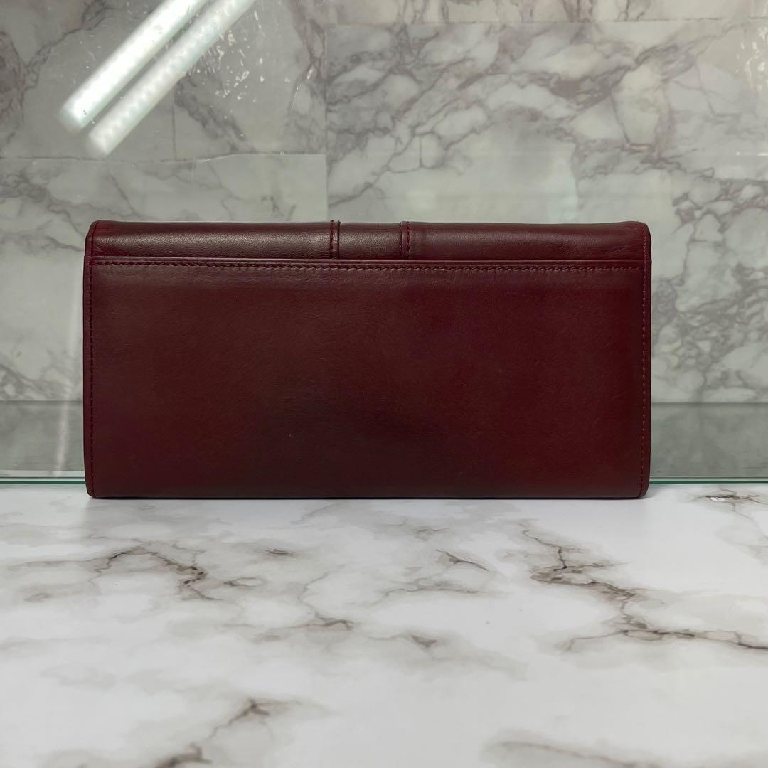 BURBERRY バーバリー 長財布 ブラウン 本革 レザー ロゴ ワインレッド