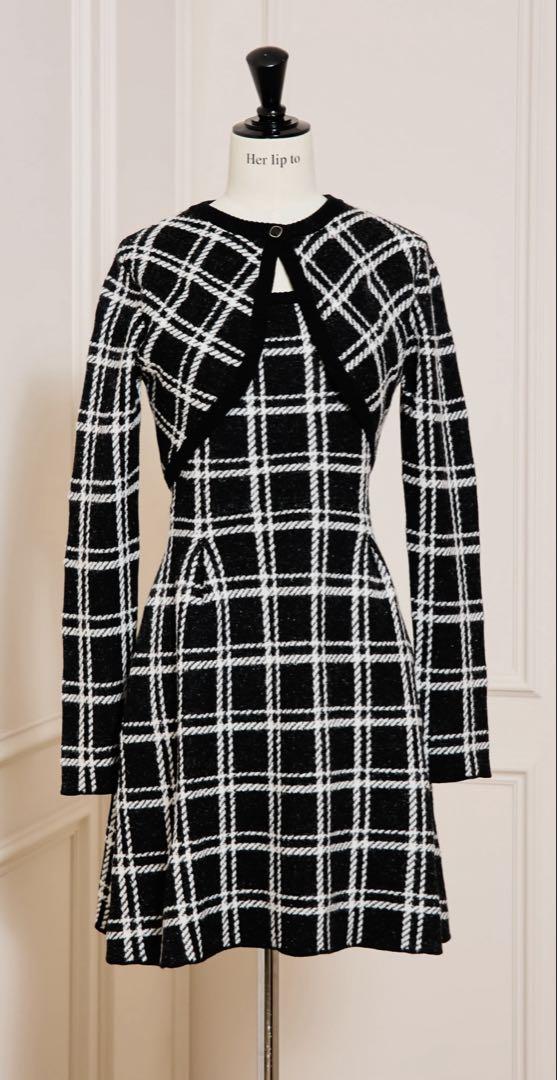 新品 Pantheon Checked Knit Dress black M - メルカリ