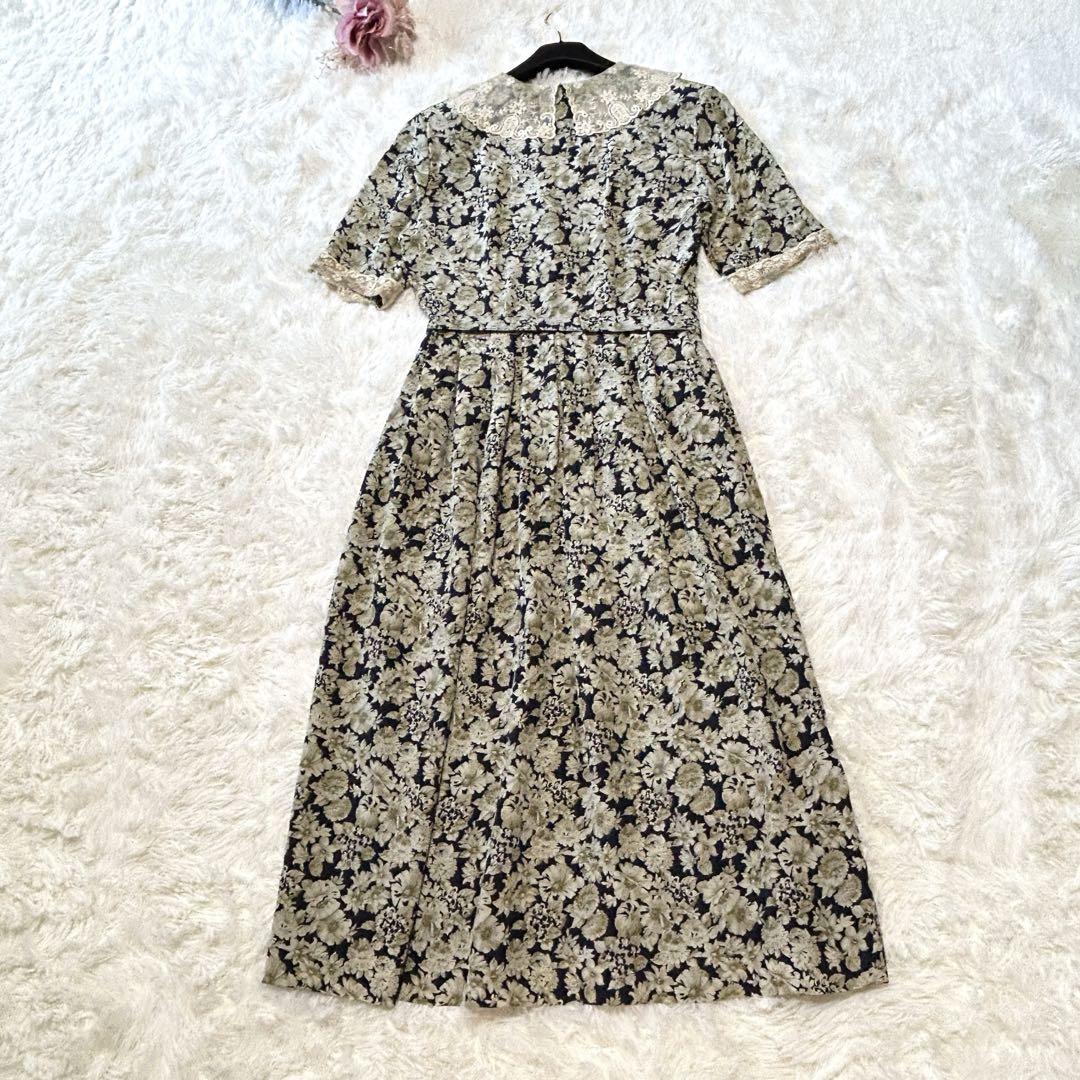 【美品】ローラアシュレイ ワンピース レース 花柄 シルク ヴィンテージ 11 美品】ローラアシュレイ ワンピース レース 花柄 シルク