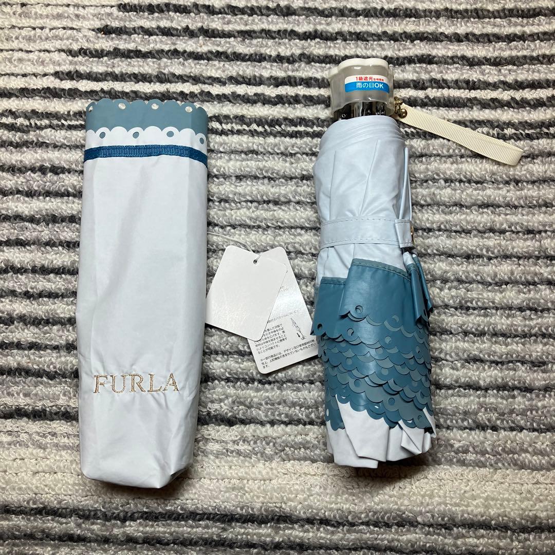 特別価格フルラ フリル 晴雨兼用 軽量 50cm 折り畳み傘 ホワイト 傘