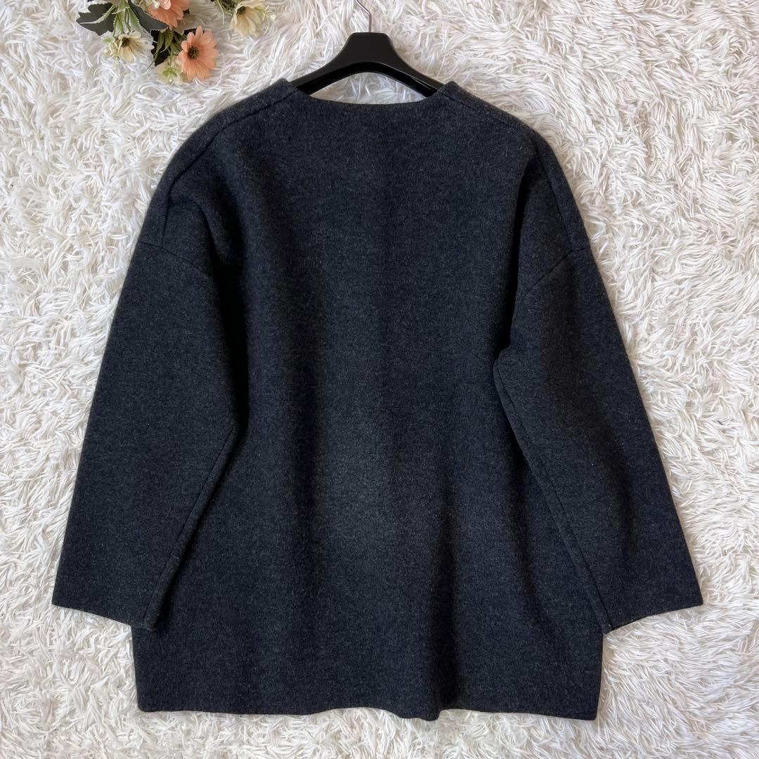 BEARDSLEY ウール ノーカラー ニット コート ジャケット