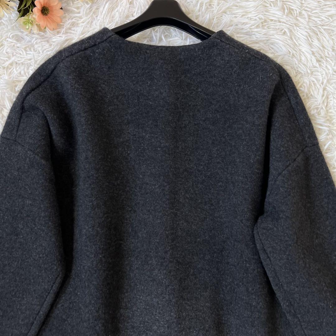 BEARDSLEY ウール ノーカラー ニット コート ジャケット