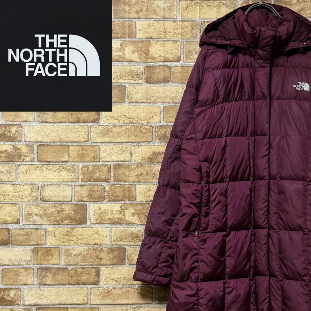 ノースフェイス ダウンジャケット ロング ボルドー 刺繍ロゴ 古着女子 MM THE NORTH FACE
