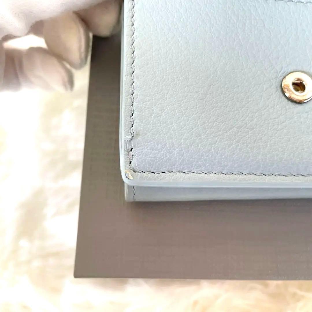 極美品　BALENCIAGA 三つ折り財布　ペーパーウォレット　水色　付属品完備