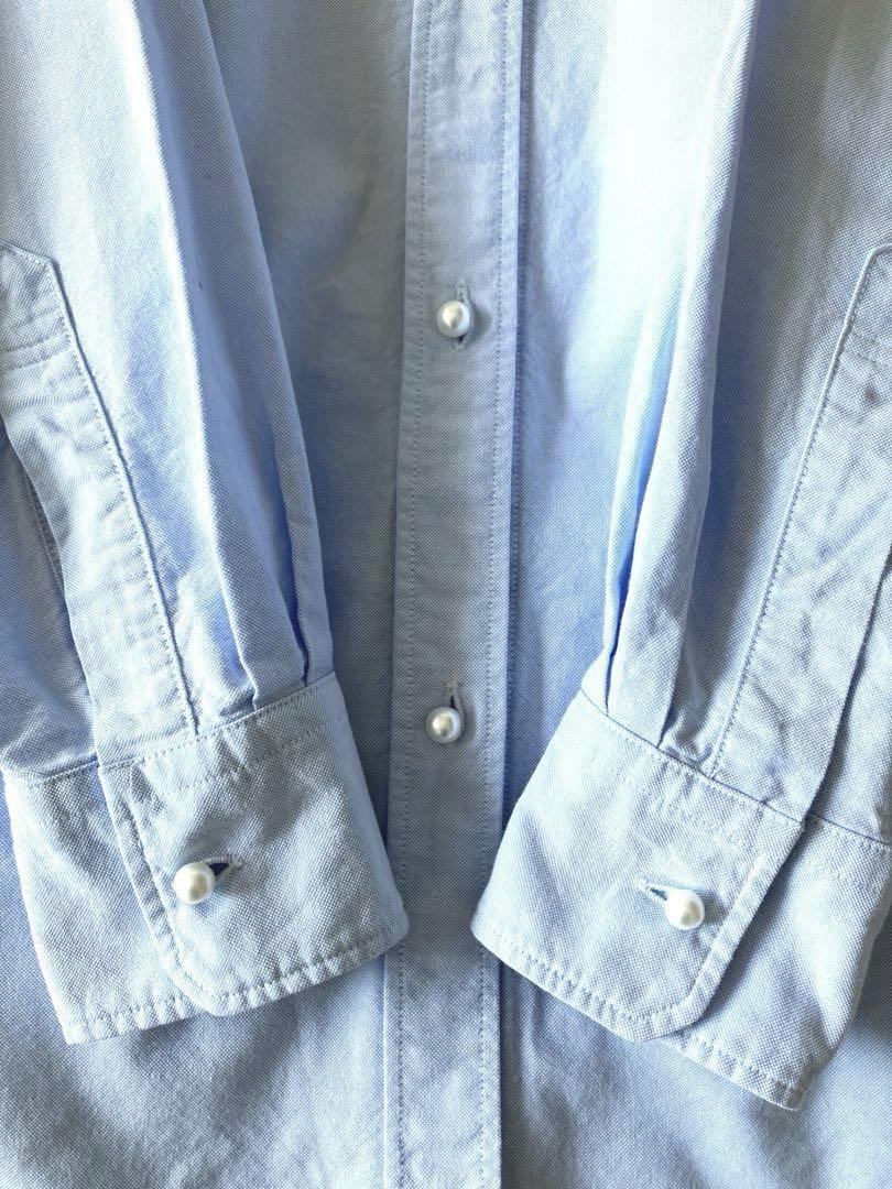 Spick & Span オックスベーシックパールボタンシャツ サックスブルー