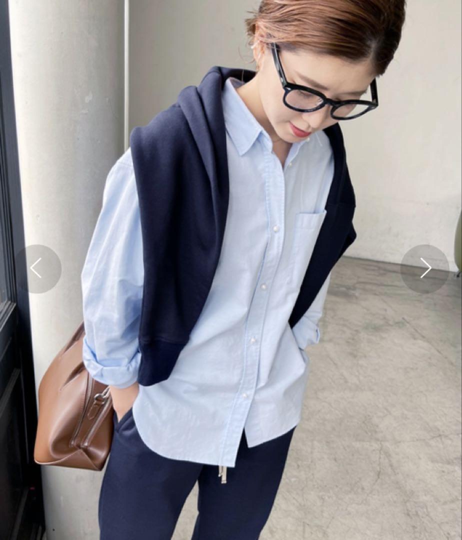 Spick & Span オックスベーシックパールボタンシャツ サックスブルー