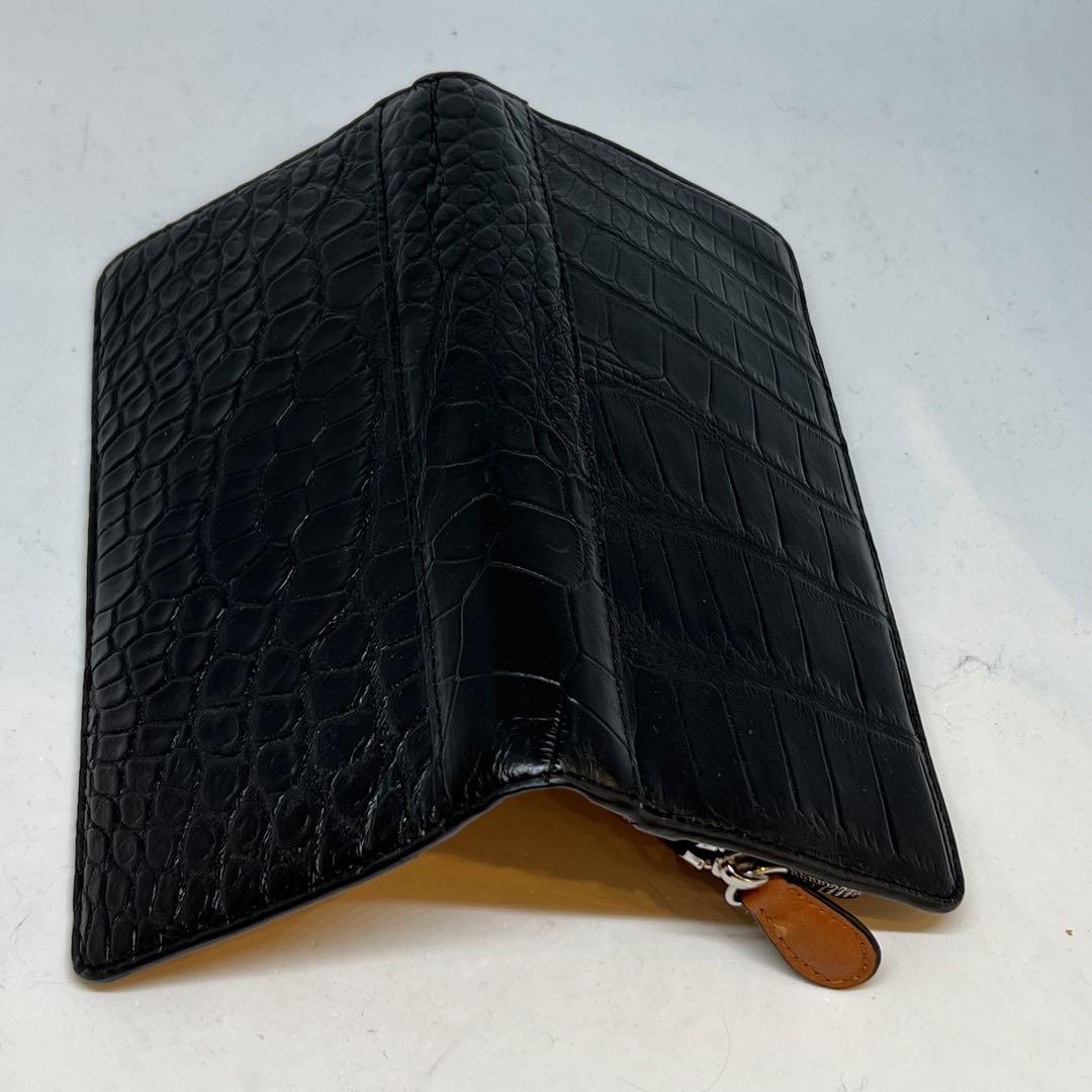 新品　ヘンローンクロコダイル　黒　マット仕上げ　長財布