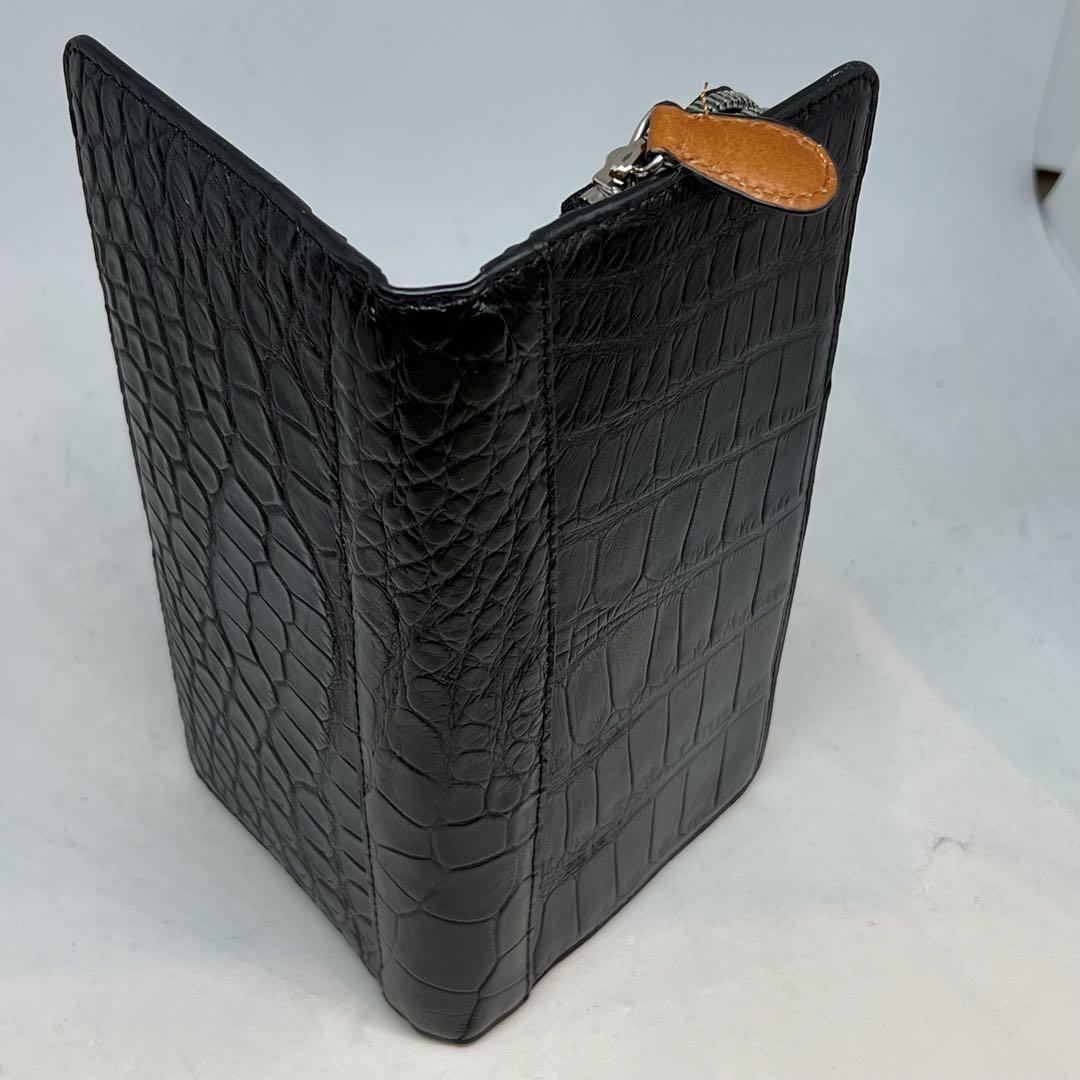 新品　ヘンローンクロコダイル　黒　マット仕上げ　長財布