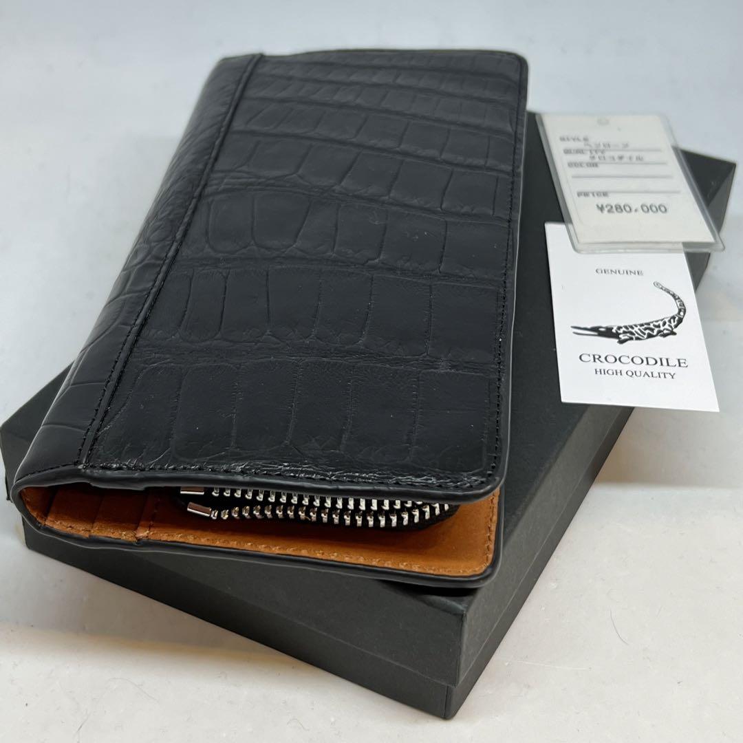 新品　ヘンローンクロコダイル　黒　マット仕上げ　長財布