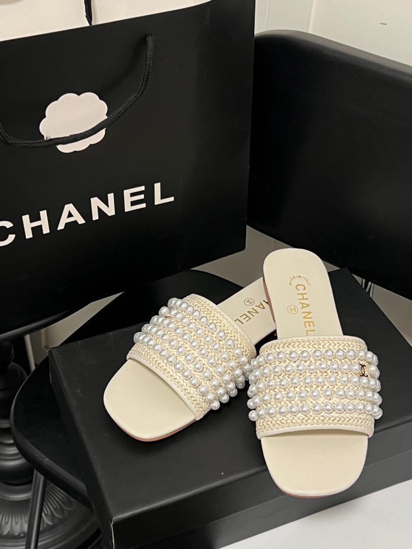 新品未使用 CHANEL パール装飾 スライドサンダル - メルカリ