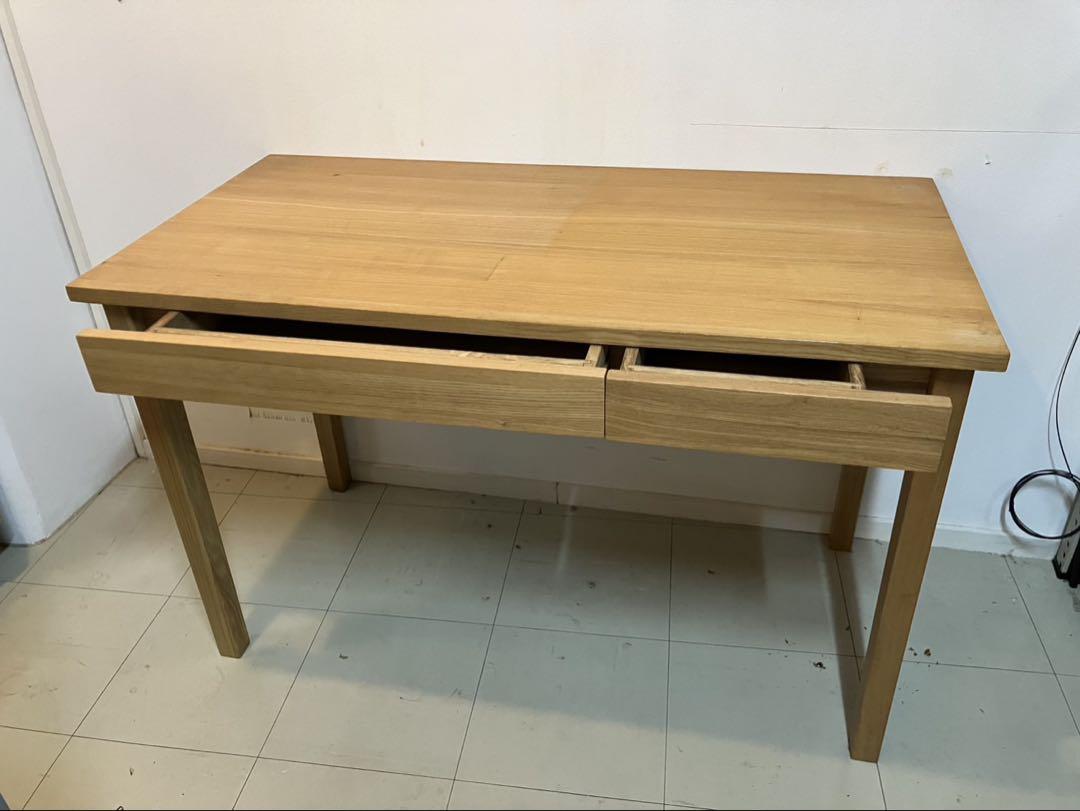 無印良品　タモ材デスク✖️2台　廃盤品　事務机　学習机　木製机　引き出し付き 無印良品 タモ材デスク✖️2台 廃盤品 事務机 学習机 木製机