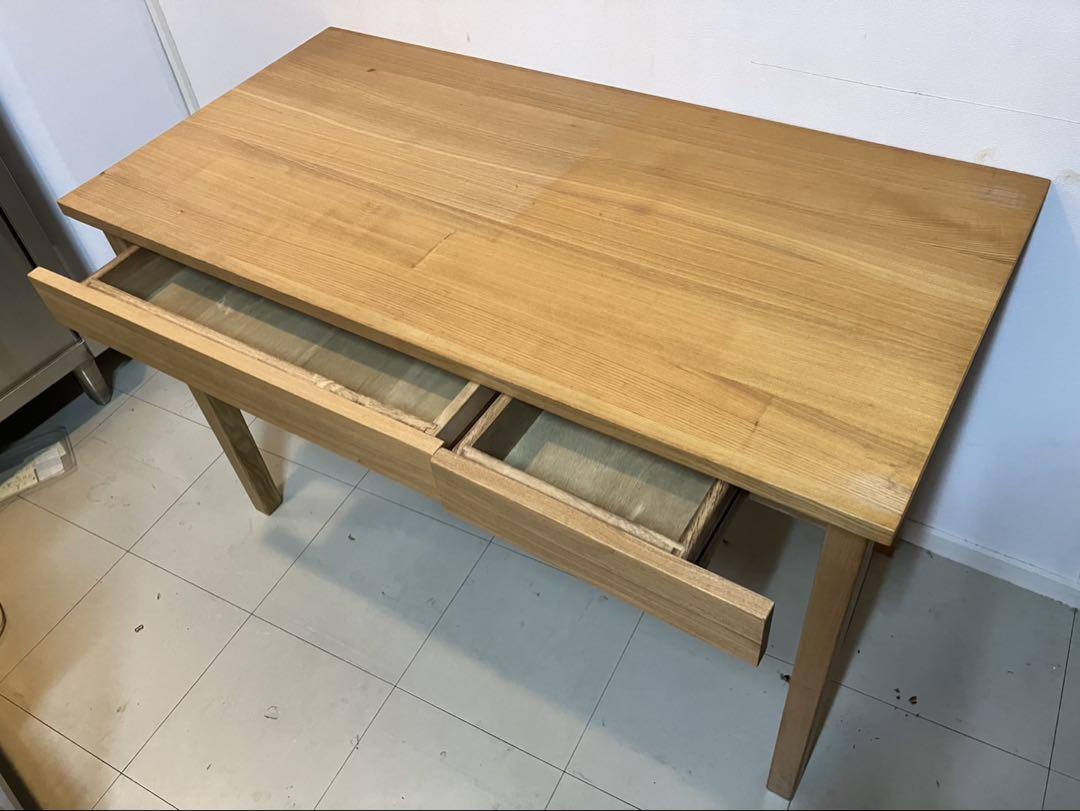 無印良品　タモ材デスク✖️2台　廃盤品　事務机　学習机　木製机　引き出し付き