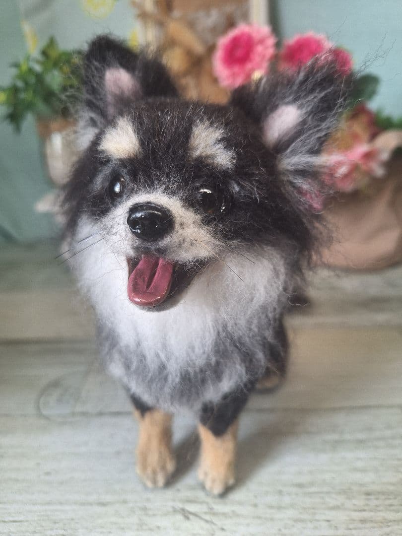 羊毛フェルトブラックタンチワワ