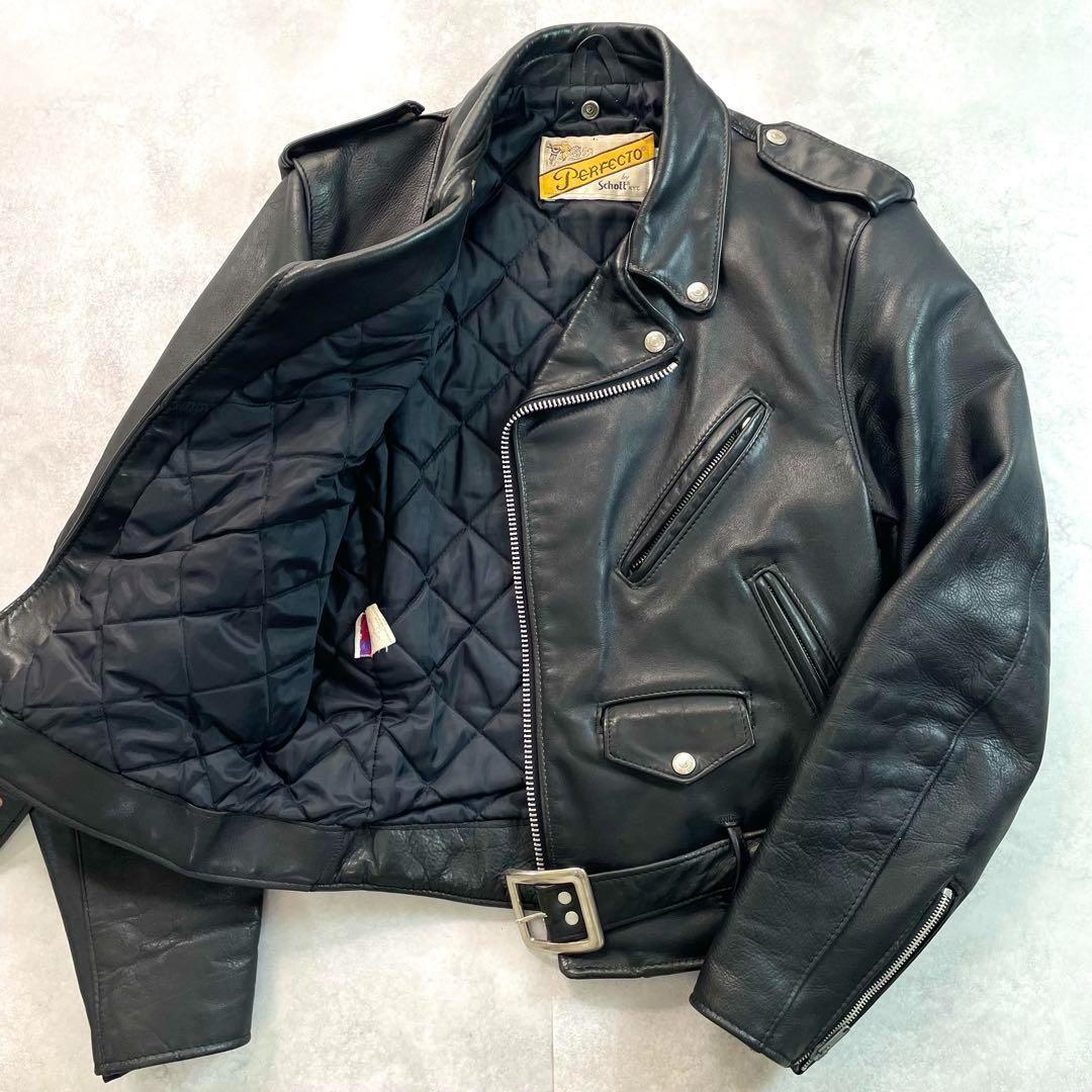 Lサイズ相当 ショット　618 ダブルライダースジャケット　キルティング　黒 Schott N.Y.C ショット SCHOTT 618 ダブルライダース ブラック