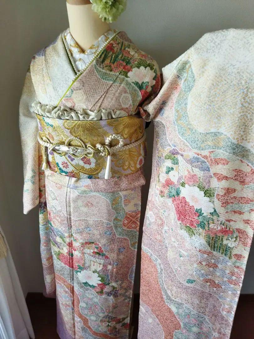 ともちゃん様336.砂糖菓子の様な繊細さ振袖7点セット　正絹　フルセット　成人式
