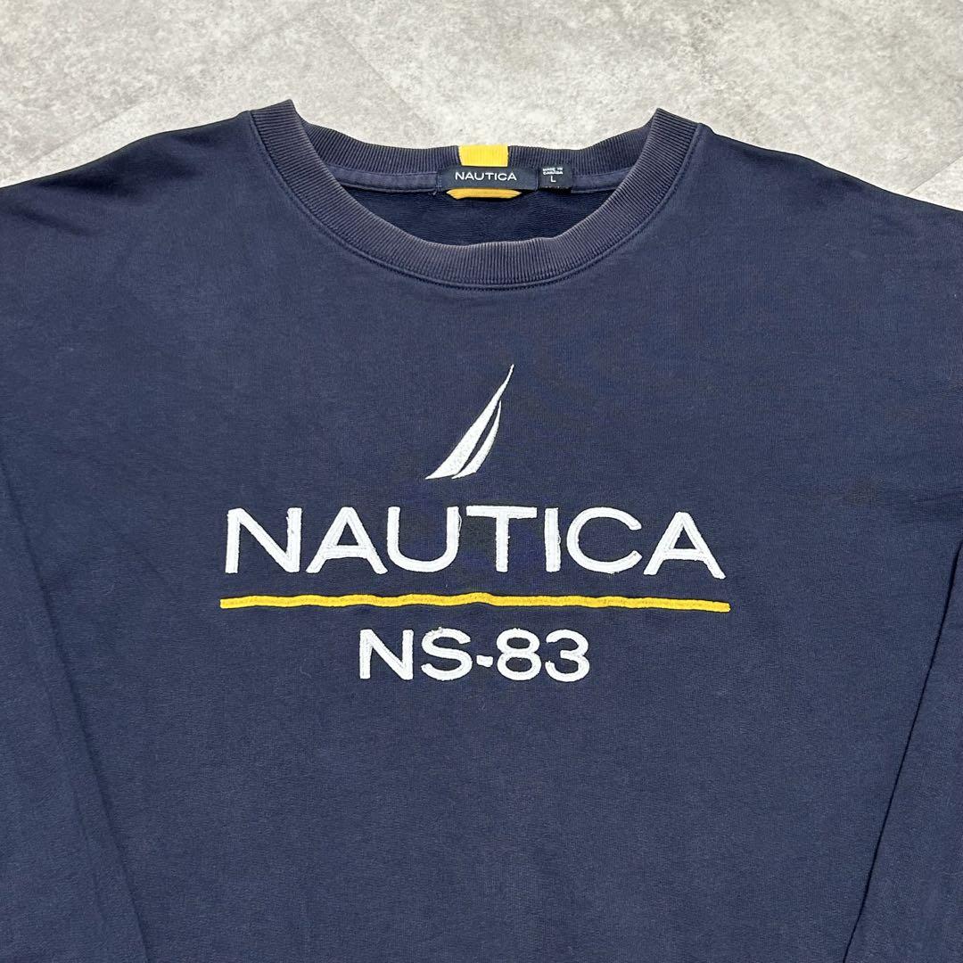 y2k NAUTICA 刺繍ロゴ vintage トレーナー ネイビー 激レア