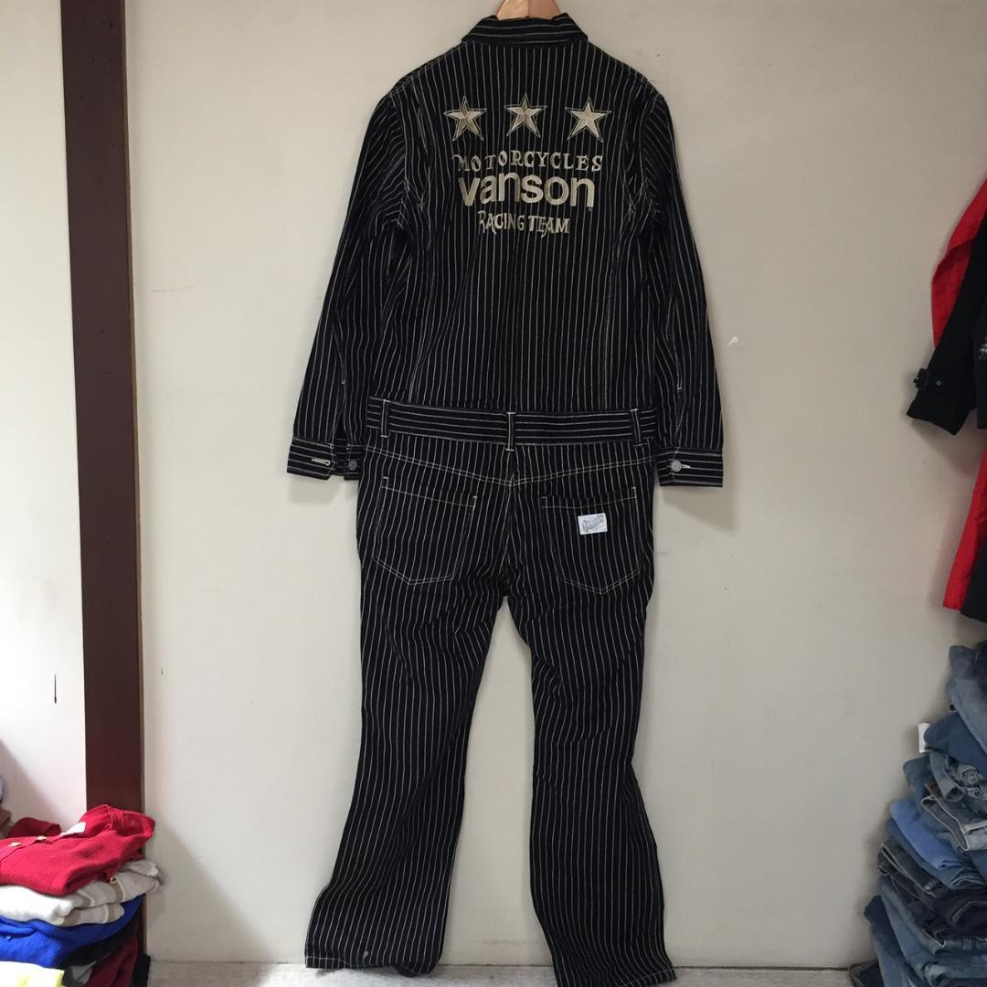 日本に バンソン Vanson ストライプ オールインワン つなぎ L ツナギ ワッペン オーバーオール