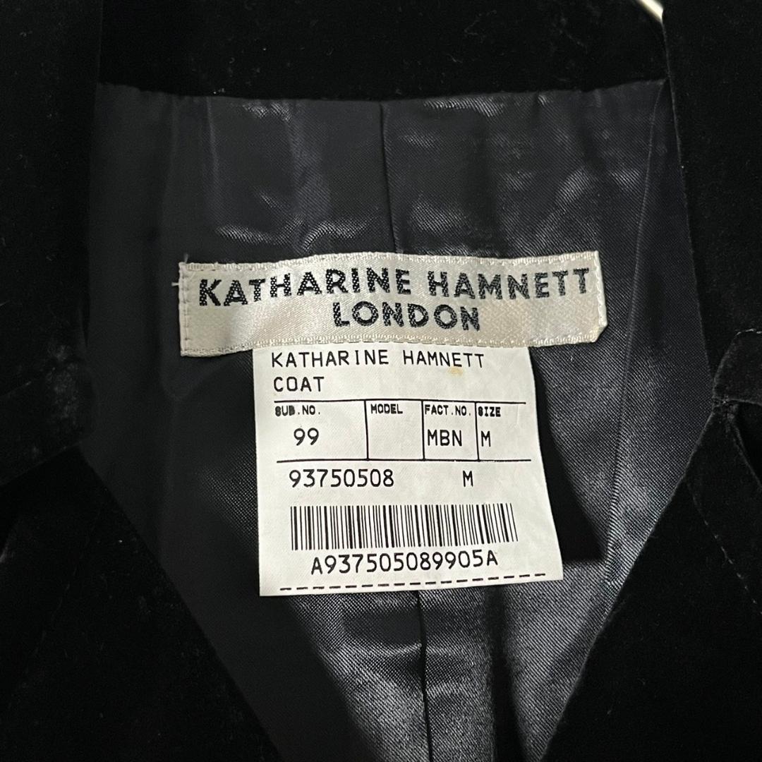 KATHARINE HAMNETT 黒 ベルベット トレンチコート N191