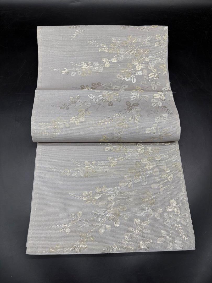 高級 正絹 袋帯 礼装 フォーマル 洒落帯　夏用　銀箔　露芝　お花　121 高級 正絹 袋帯 礼装 フォーマル 洒落帯 銀糸 花柄 流水文 226