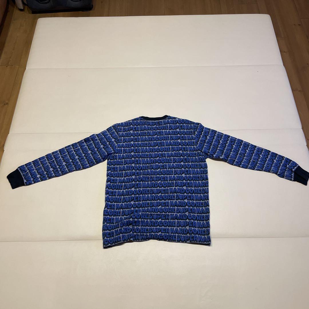 Supremeロゴ入り青色長袖カットソー M