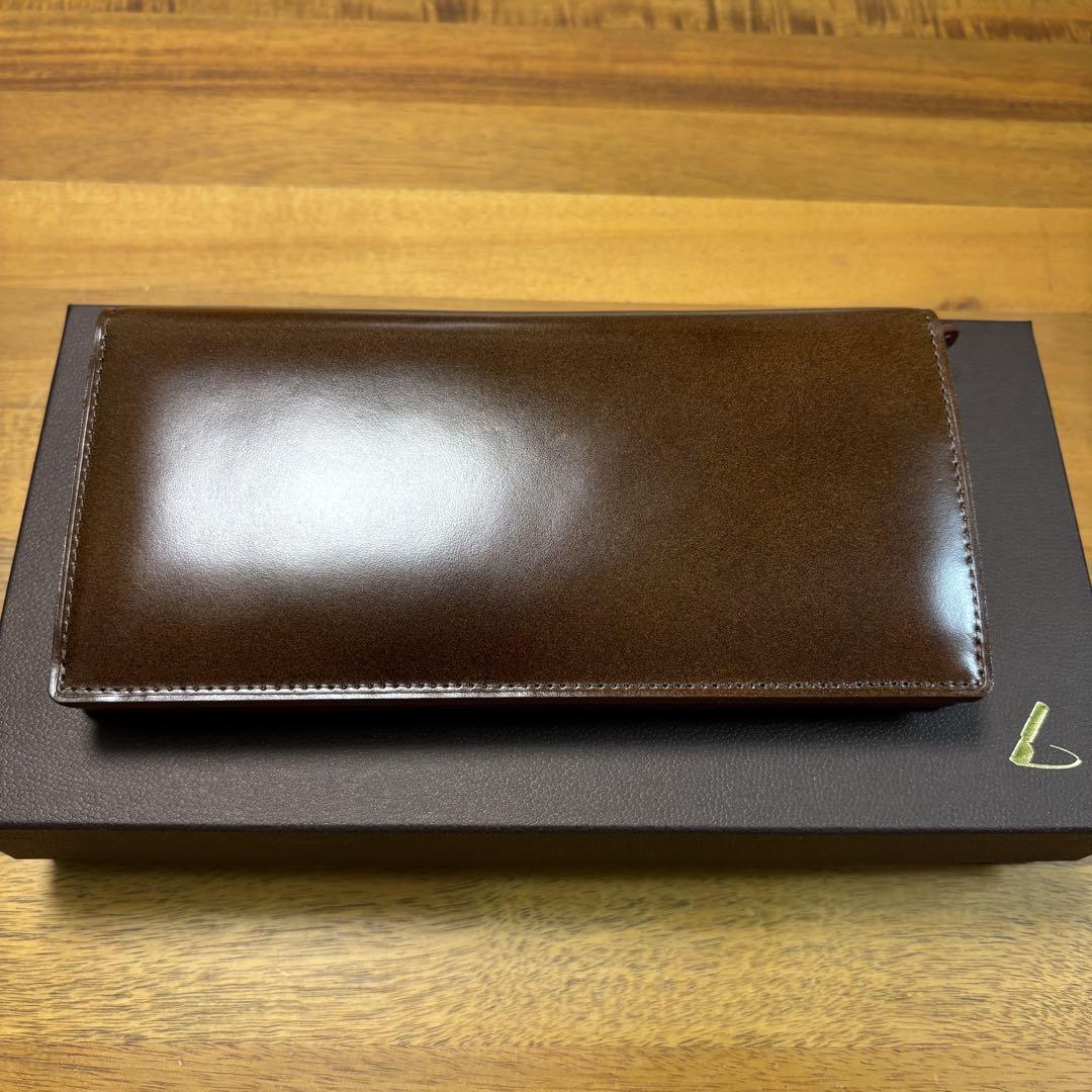 【新品未使用】土屋鞄製造所 コードバン 長財布 ブラウン メンズ 外馬革 内牛革