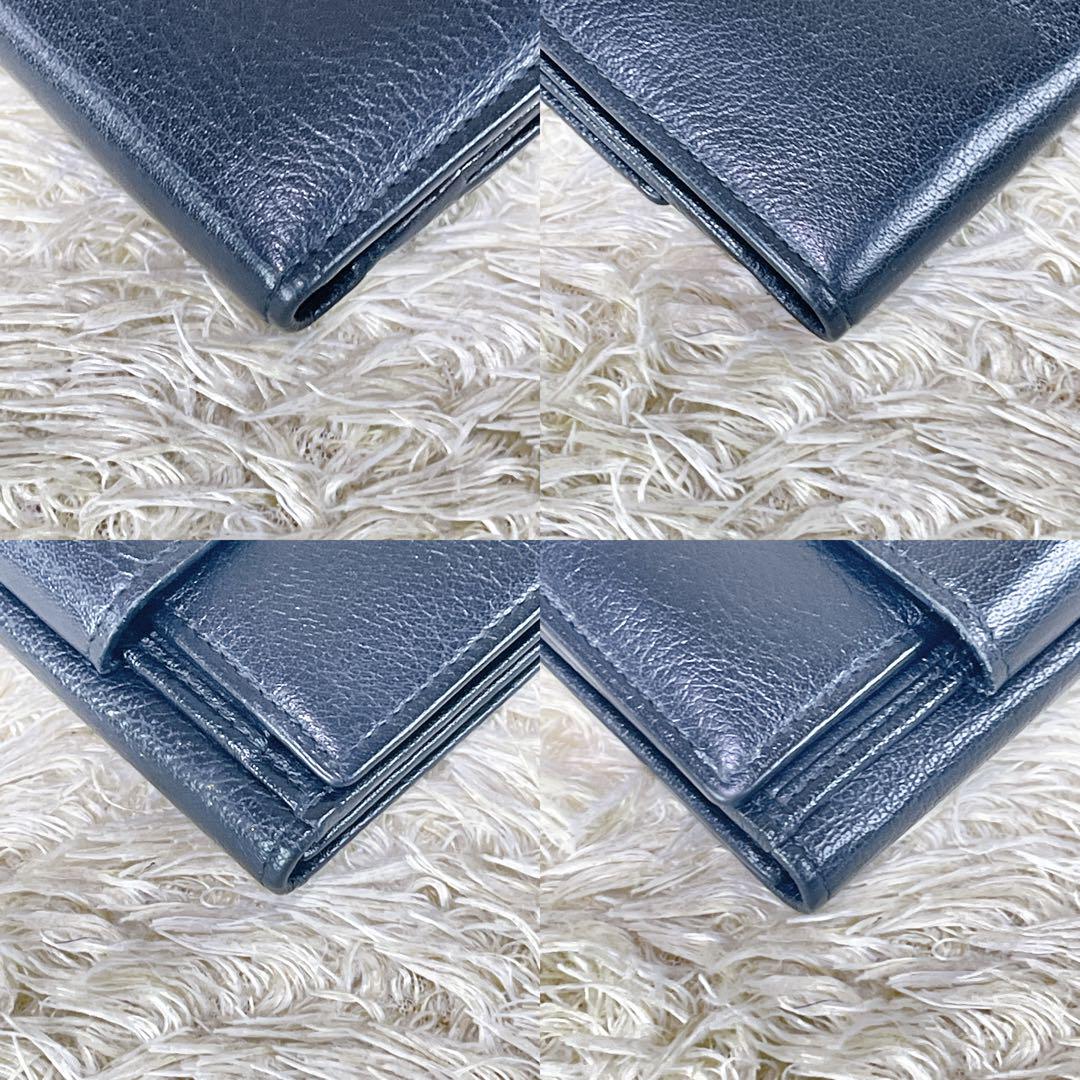 ✨美品✨ブルガリ BVLGARI 型押しロゴ ブラック ダブルホック 折り財布