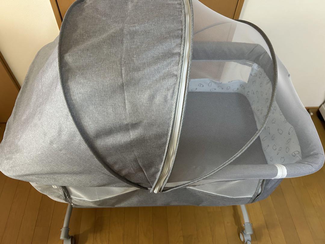 ZOOBLY ベビーベッド 可動式 ゆりかご グレー ベビー布団セット