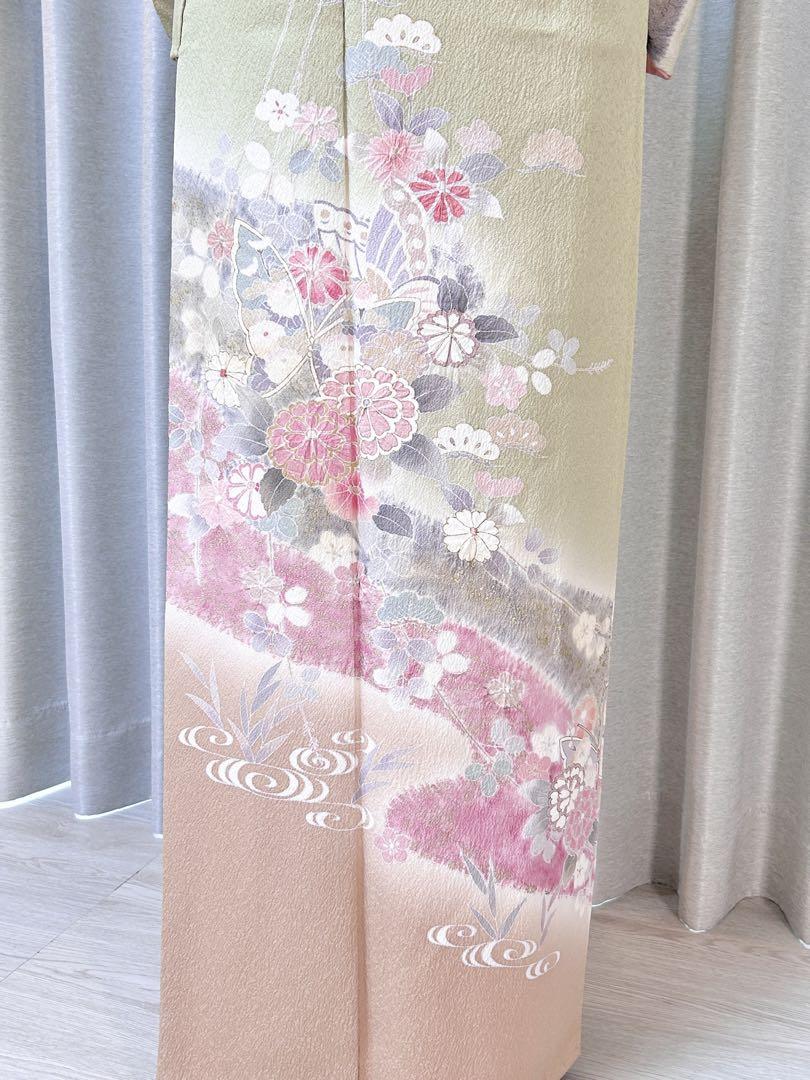 訪問着フルセット【163】正絹　入学式　披露宴　【訪問着、袋帯、帯締め、帯揚げ】
