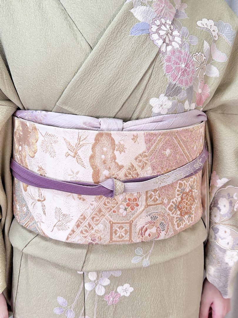 訪問着フルセット【163】正絹　入学式　披露宴　【訪問着、袋帯、帯締め、帯揚げ】
