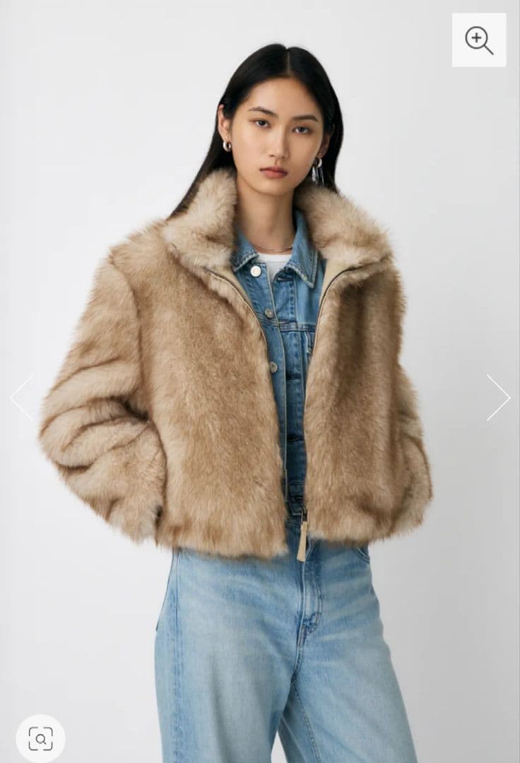 2025F FUR STAND COLLAR ジャケットファーコートM moussy