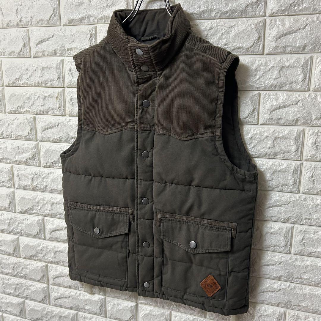 【HARLEY-DAVIDSON】中綿ベスト 切り替え コーデュロイ 渋カラー