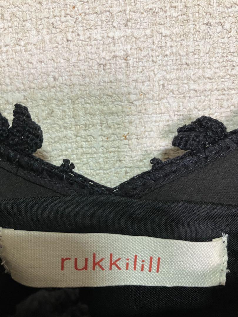 rukkilill ルッキリル ワンピース チュニック 異素材 ブラック F rukkilill - rukkilill ルッキリル ワンピース チュニック 異