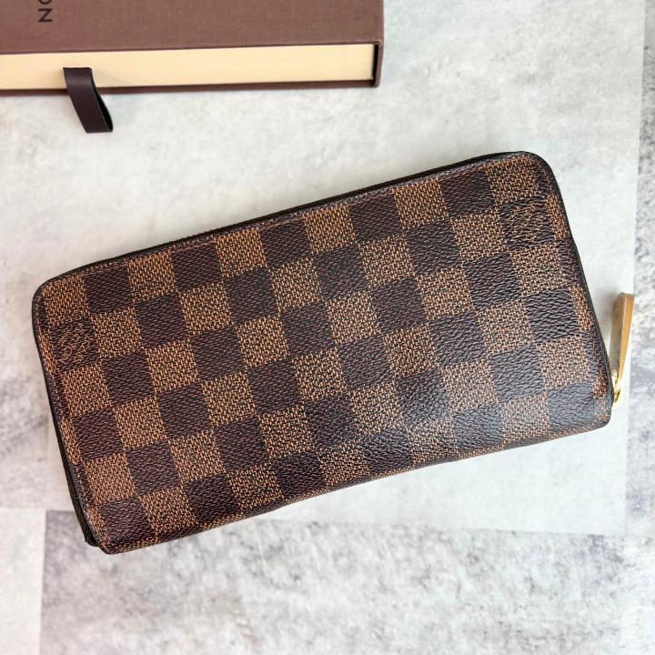 【良品】ルイヴィトン 長財布 ジッピーウォレット ダミエ・エベヌ