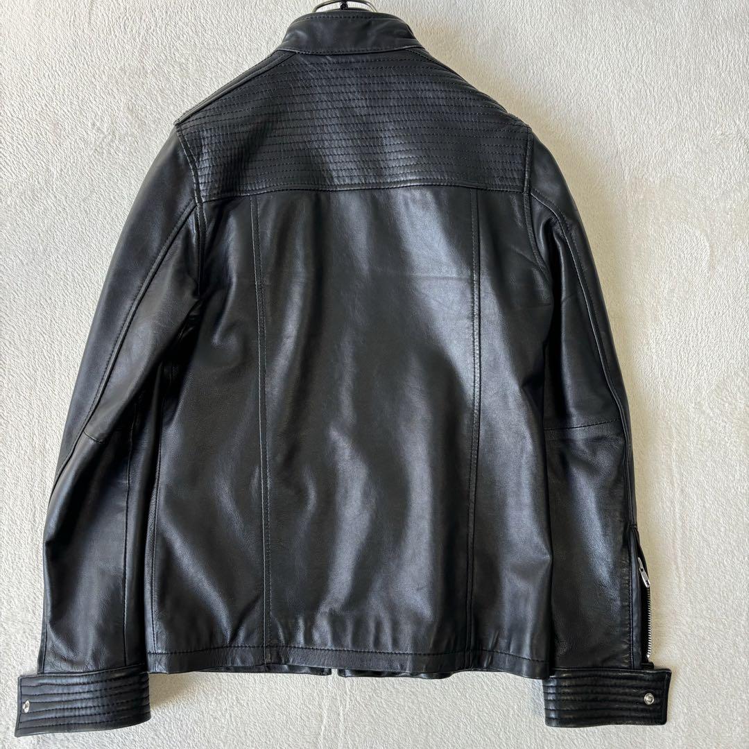 【美品】ハムネット シングルライダース ジャケット ラムレザー ブラック M