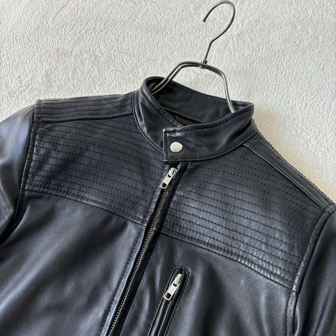 【美品】ハムネット シングルライダース ジャケット ラムレザー ブラック M