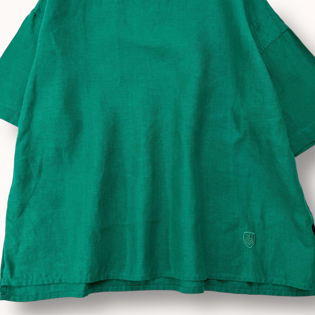 極美品♪オーシバル リネン100% 半袖シャツ プルオーバー グリーン 限定色 極美品♪オーシバル リネン100% 半袖シャツ プルオーバー
