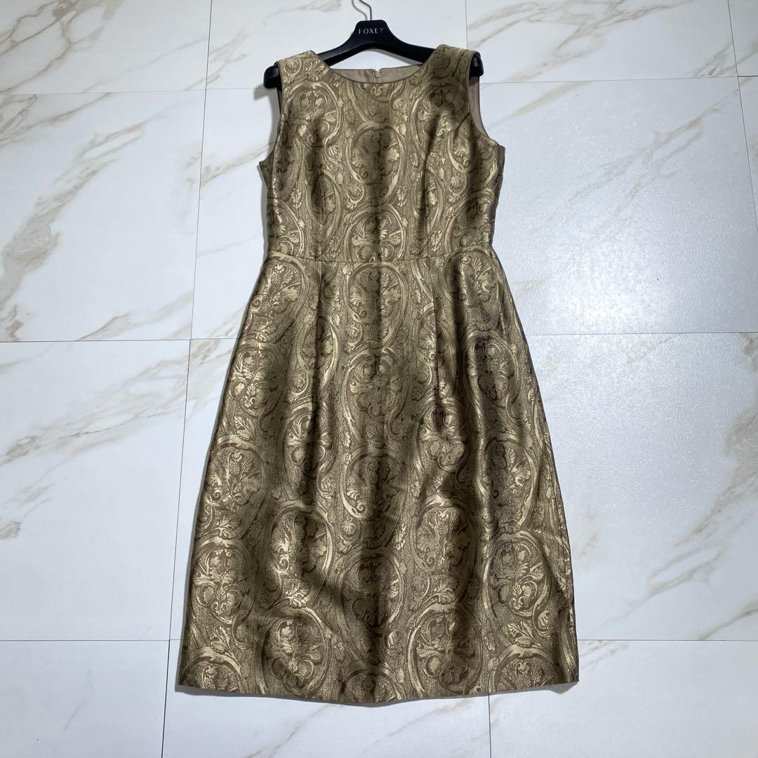 希少♡ダーマコレクション ディノス ジャガード織り花柄ワンピース ゴールド