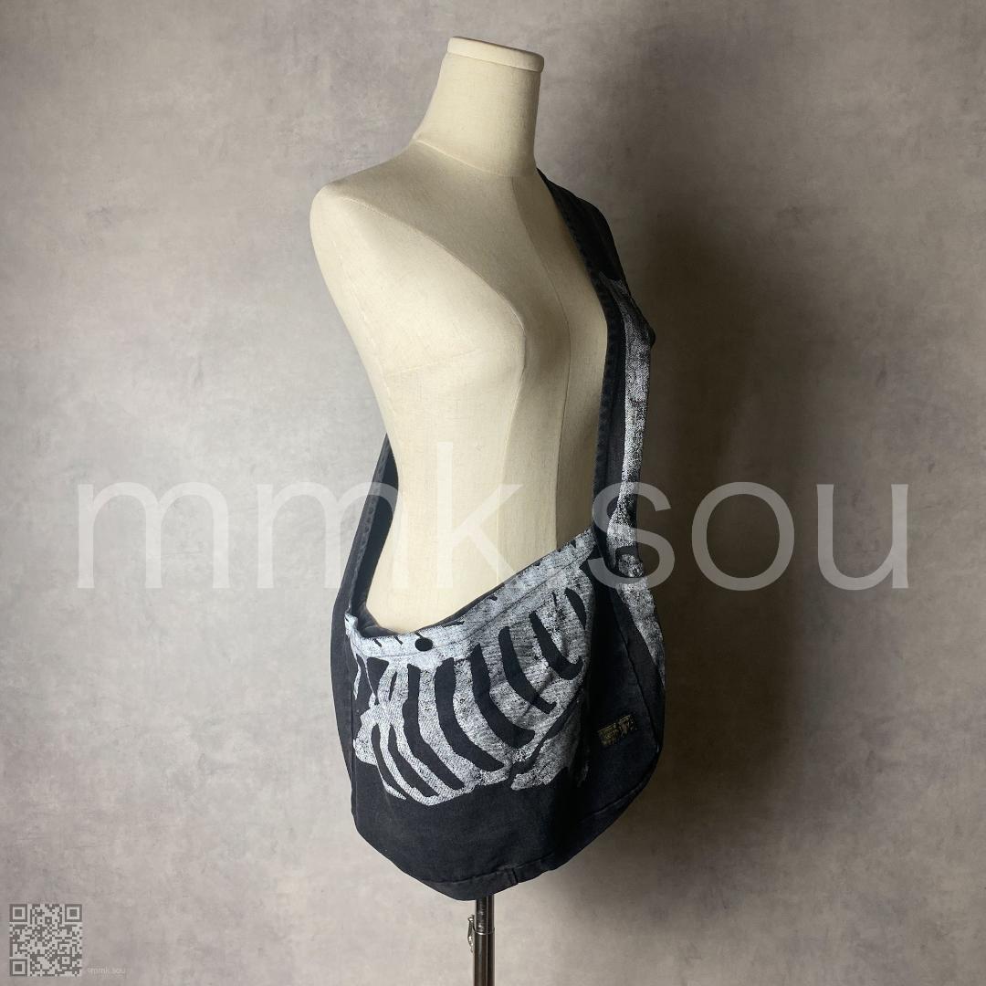 デニムボーンバッグ　skeleton printed shoulderbag　3 デニムボーンバッグ skeleton printed shoulderbag 3 - メルカリ