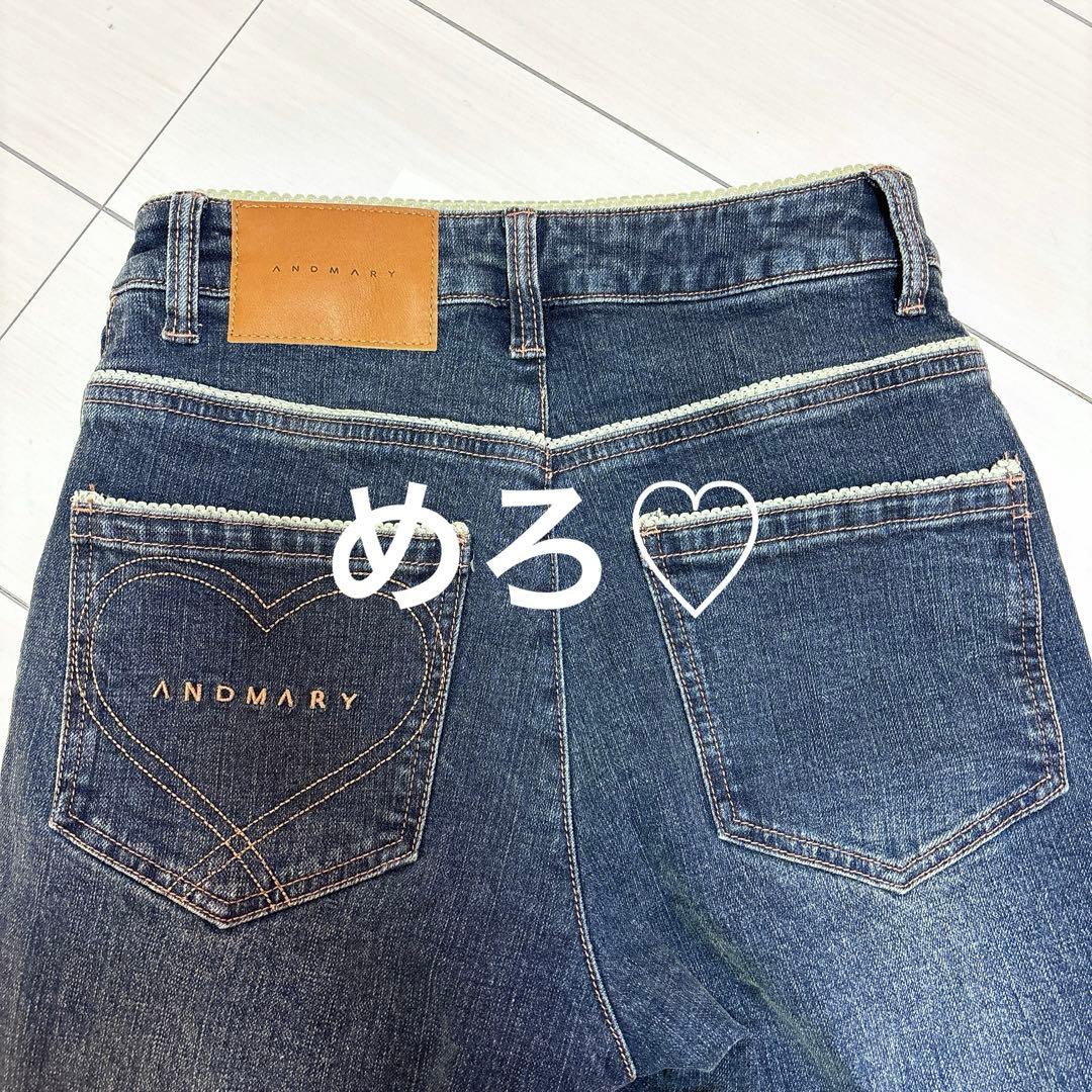 andmary Heart stitch denim navy blue M andmary Heart stitch denim navy blue M