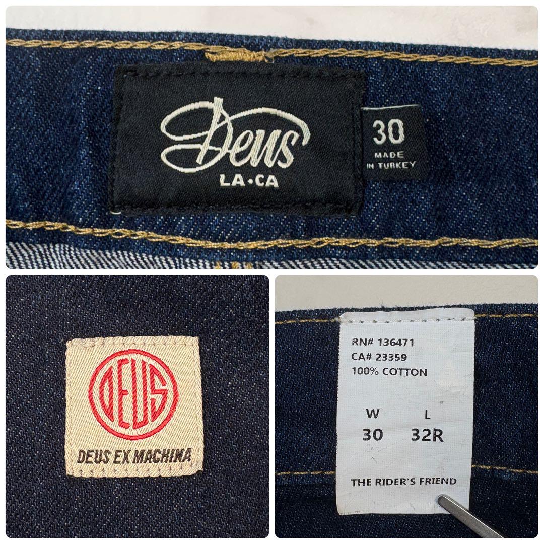 【美品】DEUS テーパード　デニムパンツ　濃紺　30 ロゴ 希少　1
