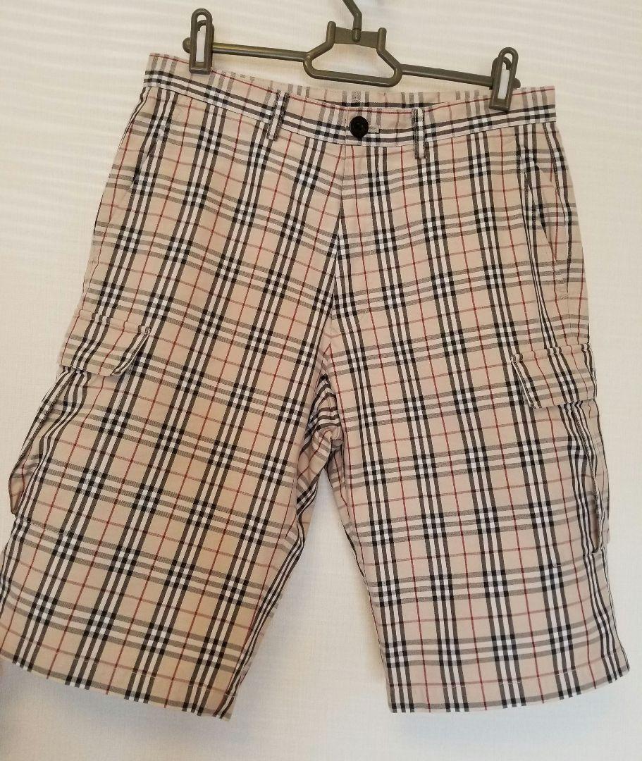 バーバリーチェックパンツ 未使用近   ブラックレーベル ハーフパンツベージュ