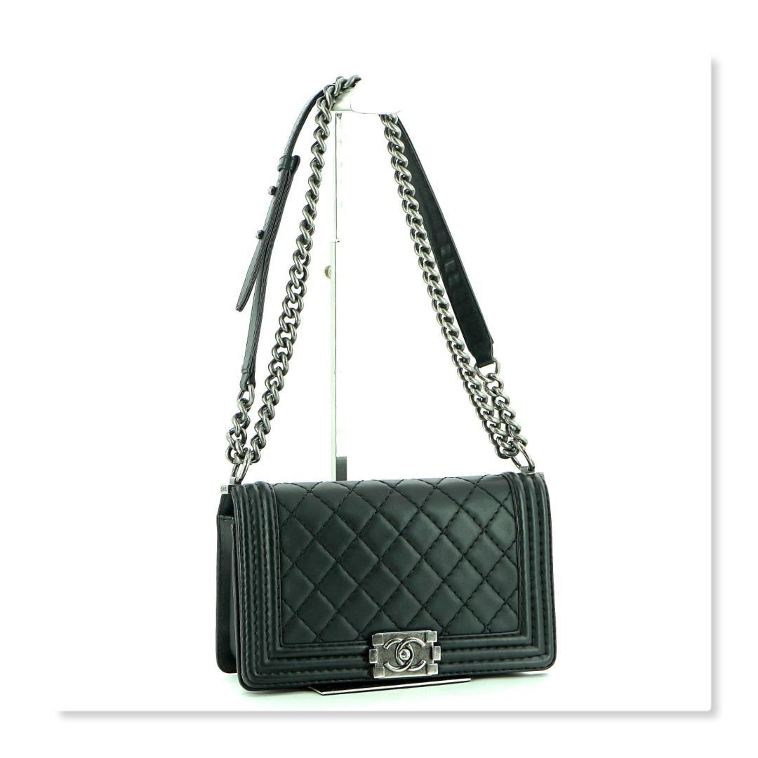 【美品】 シャネル ボーイシャネル　マトラッセ　ラムスキン　チェーン ショルダー