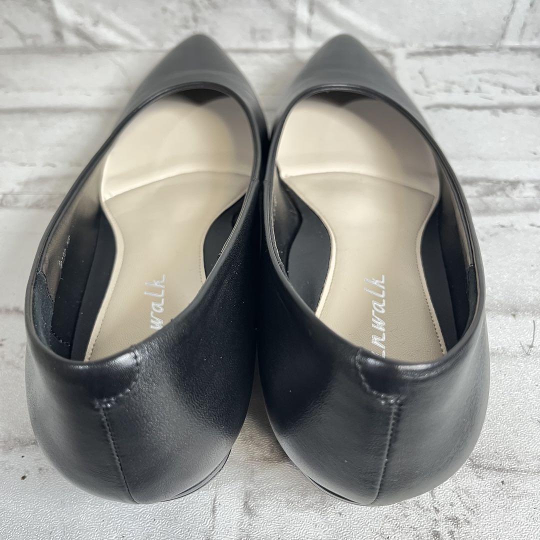 【極美品】ランウォーク ローヒールパンプス ポインテッドトゥ　レザー