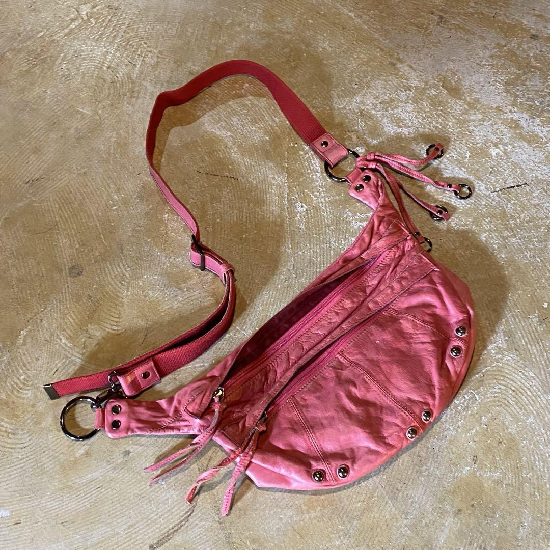 00's vintage レザーショルダーバッグギミックアーカイブy2k