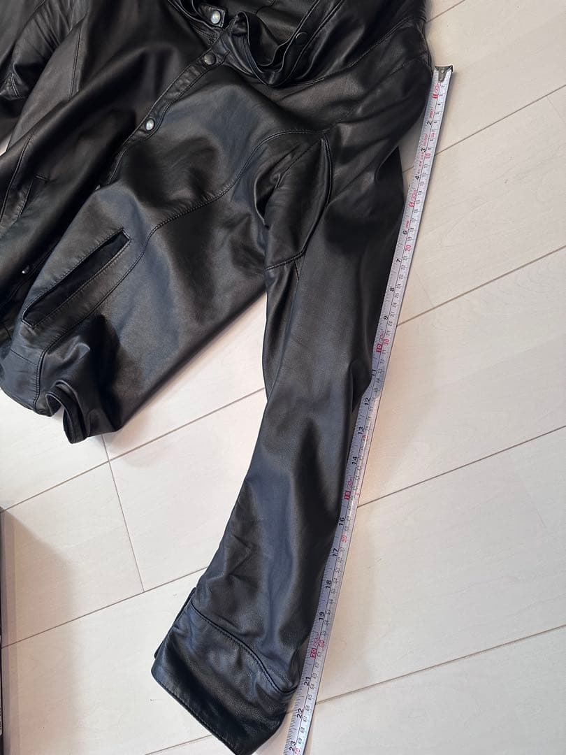 【イタリア製MJ】羊革 ブラックレザージャケット フード付き 【イタリア製MJ】羊革 ブラックレザージャケット フード付き