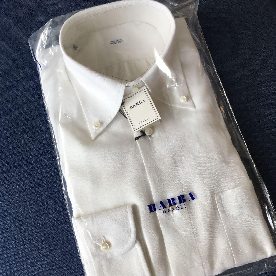 新品未着用　BARBA リネン　ボタンダウンシャツ　40