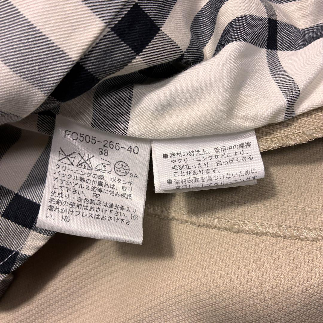 美品✨Burberry 背抜き コート バックベルト ノバチェック 金縁ボタン