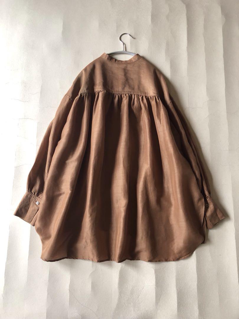 イエナIENAゆったりオーバーサイズバンドカラー上質ラミーリネンシャツ♪